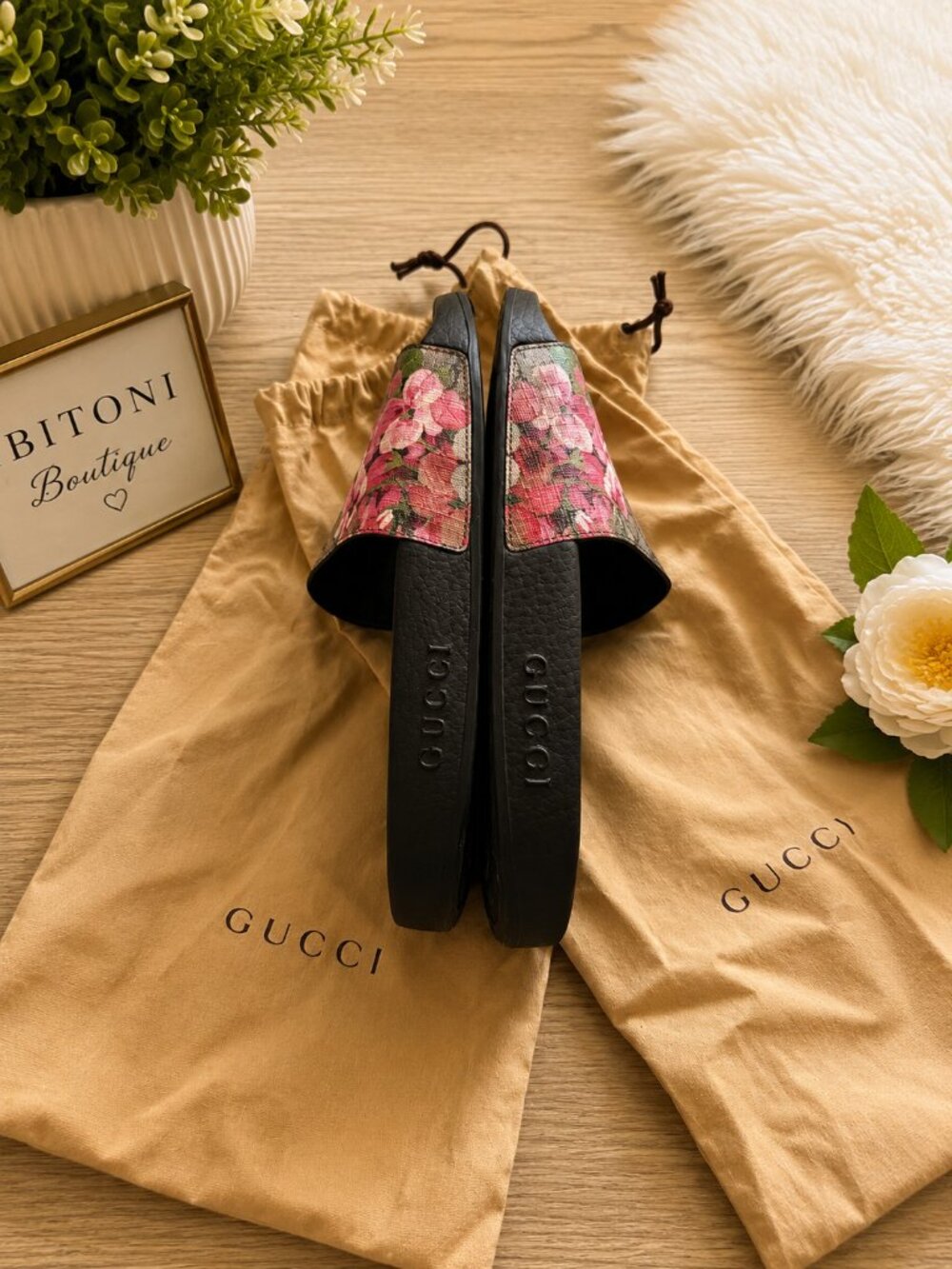 Authentic Gucci GG Blooms Floral Slide Sandals | Women's Size 7 (EU 37) | Dust B - Picture 5 of 6